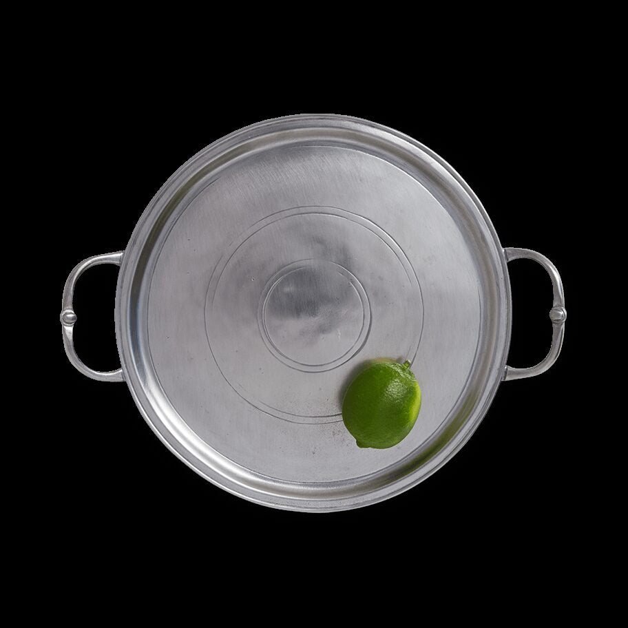 Match Pewter Small Round Tray with Handles