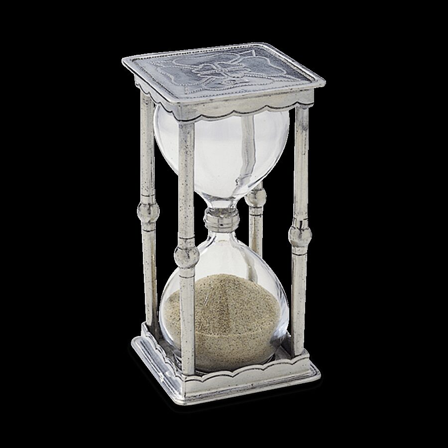 Match Pewter Square Hourglass Desk & Shelf Clock