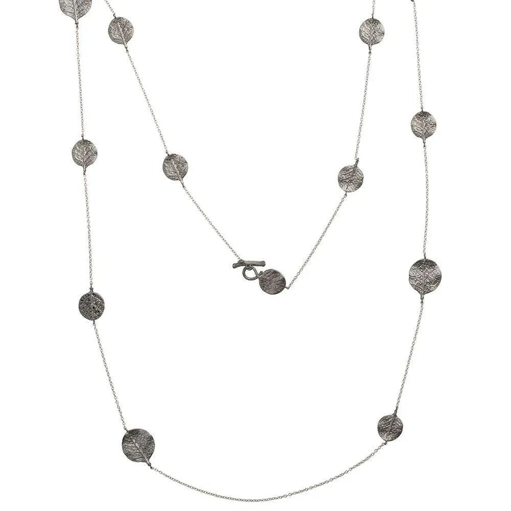 Michael Aram Botanical Leaf 36" Station Necklace with Black Diamonds