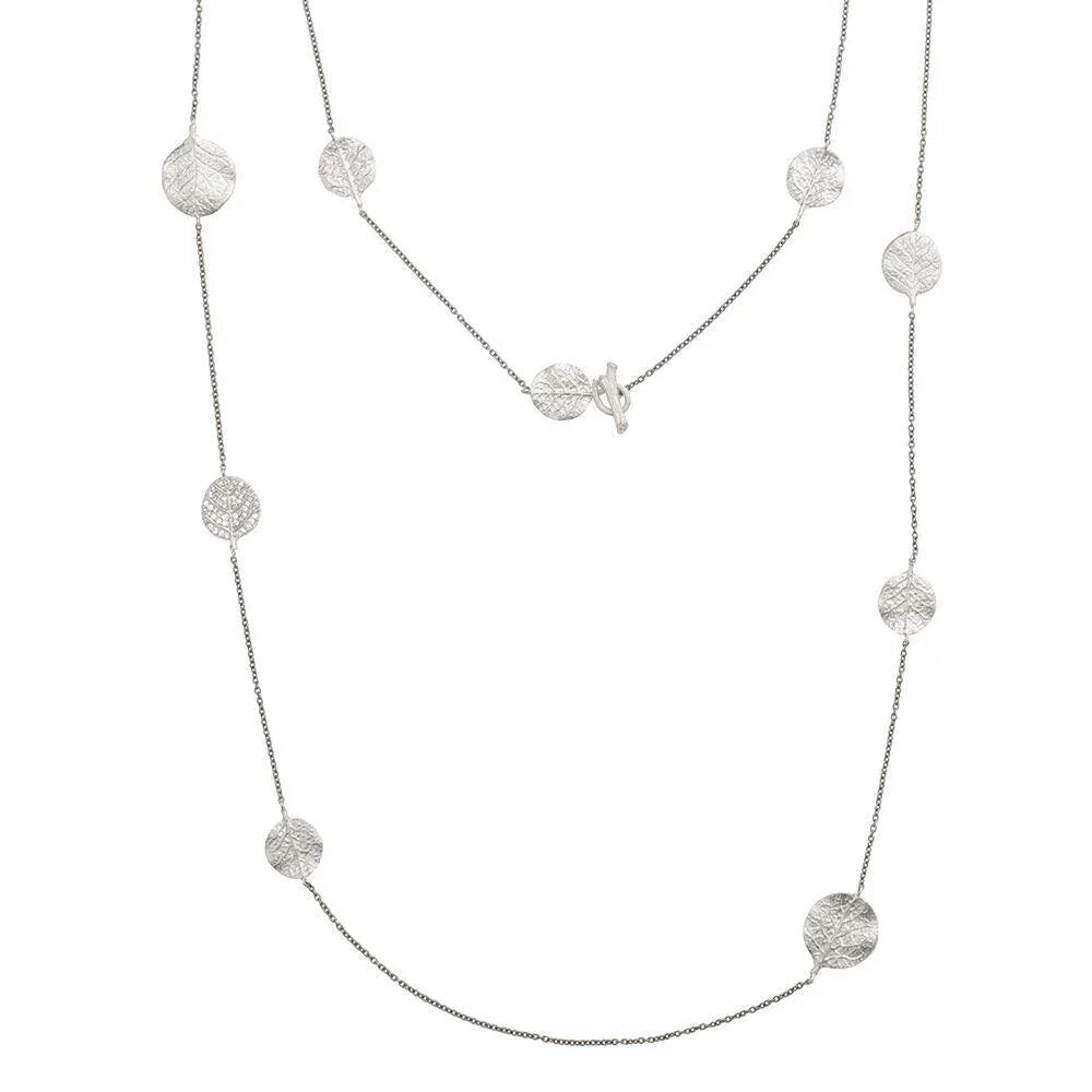 Michael Aram Botanical Leaf 36" Station Necklace with Diamonds - Black Rhodium