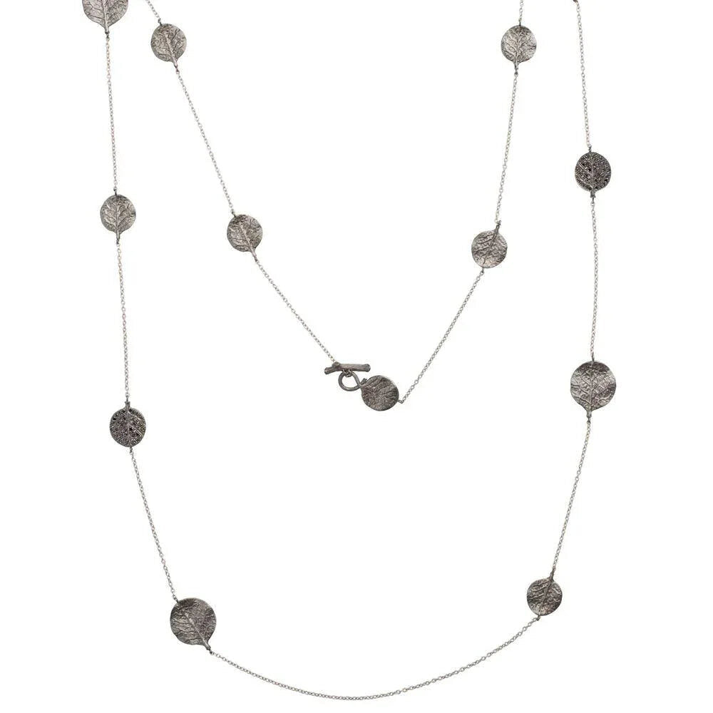 Michael Aram Botanical Leaf 42" Station Necklace with Black Diamonds