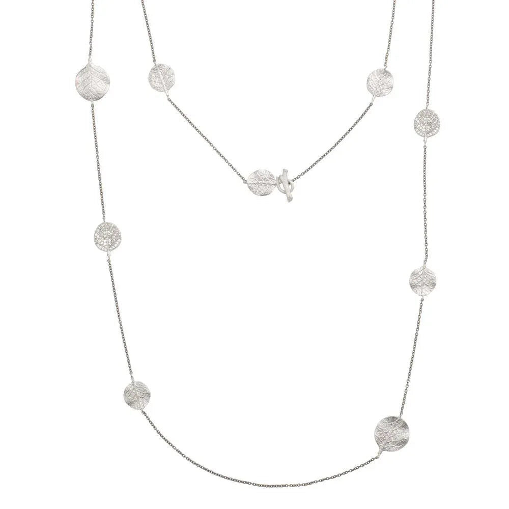 Michael Aram Botanical Leaf 42" Station Necklace with Diamonds - Black Rhodium