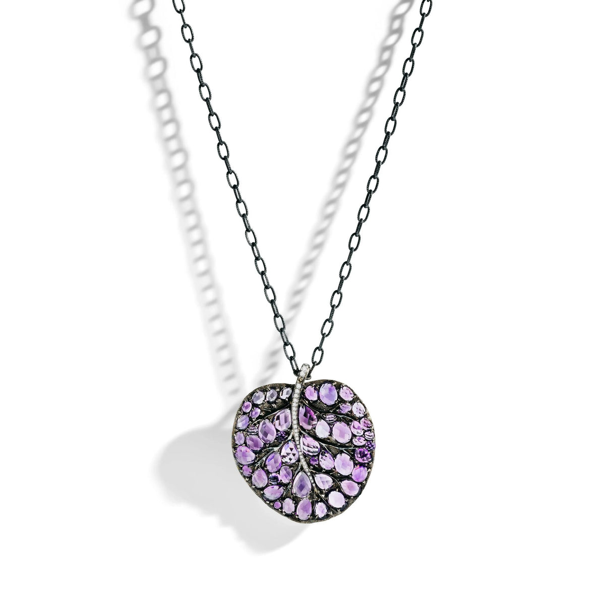 Michael Aram Botanical Leaf 53mm Necklace with Amethyst and Diamonds, alternate view
