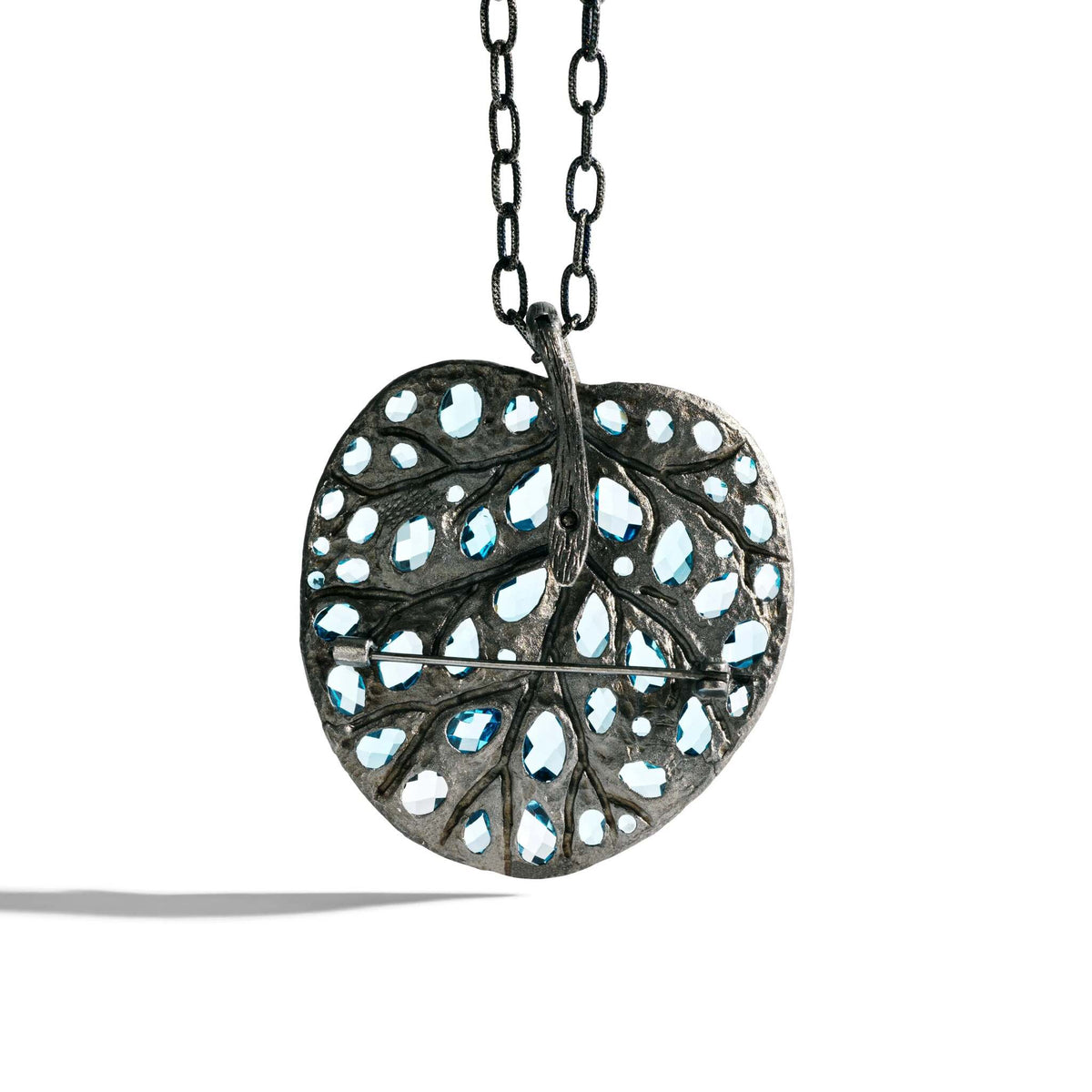 Michael Aram Botanical Leaf 53mm Necklace with Blue Topaz and Diamonds, alternate view