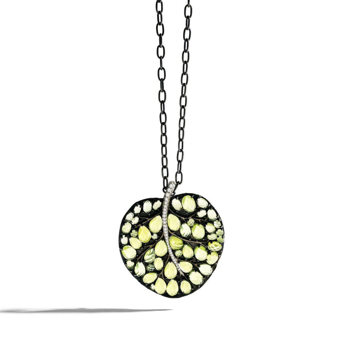 Michael Aram Botanical Leaf 53mm Necklace with Peridot and Diamonds, alternate view