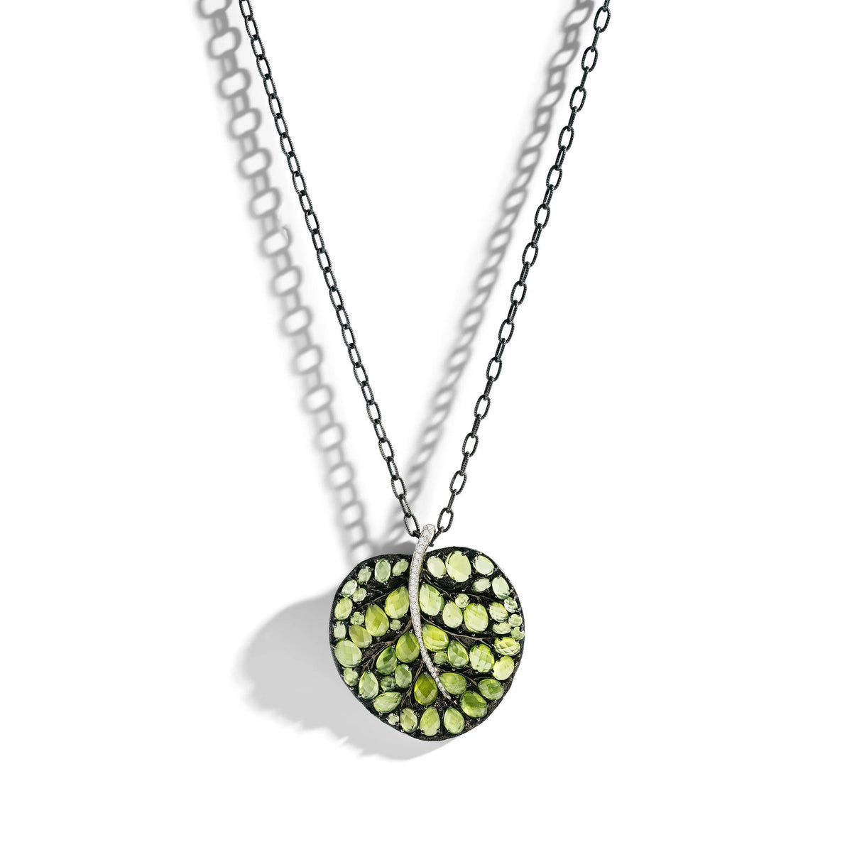 Michael Aram Botanical Leaf 53mm Necklace with Peridot and Diamonds, alternate view