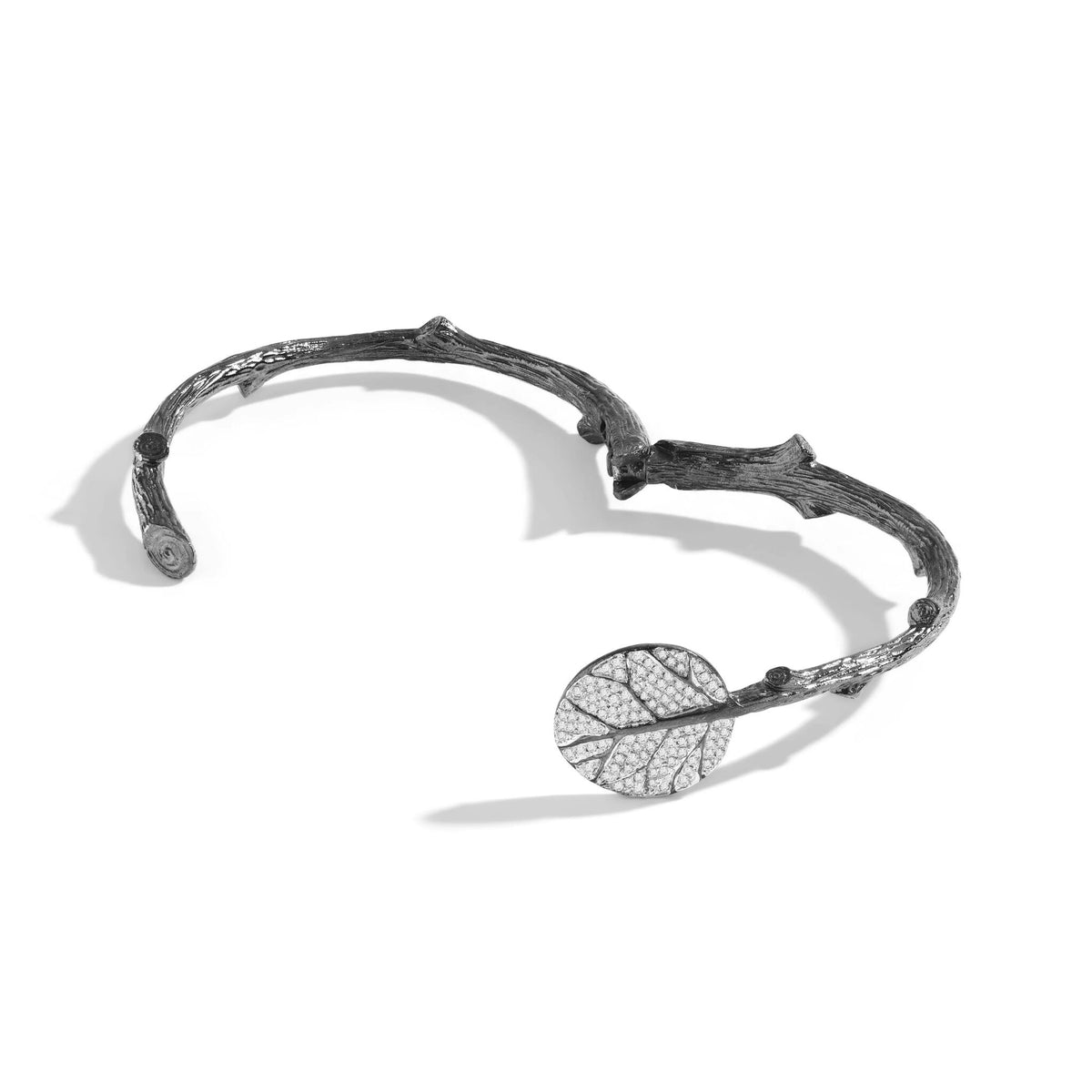 Michael Aram Botanical Leaf Bangle Bracelet with Diamonds - Black Rhodium, alternate view