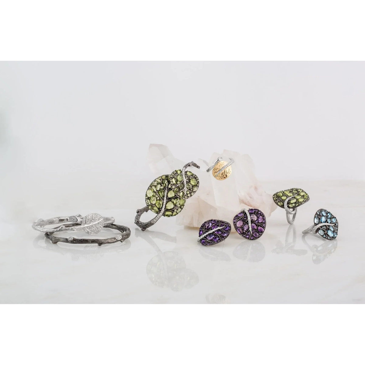 Michael Aram Botanical Leaf Ring with Diamonds – 7, alternate view