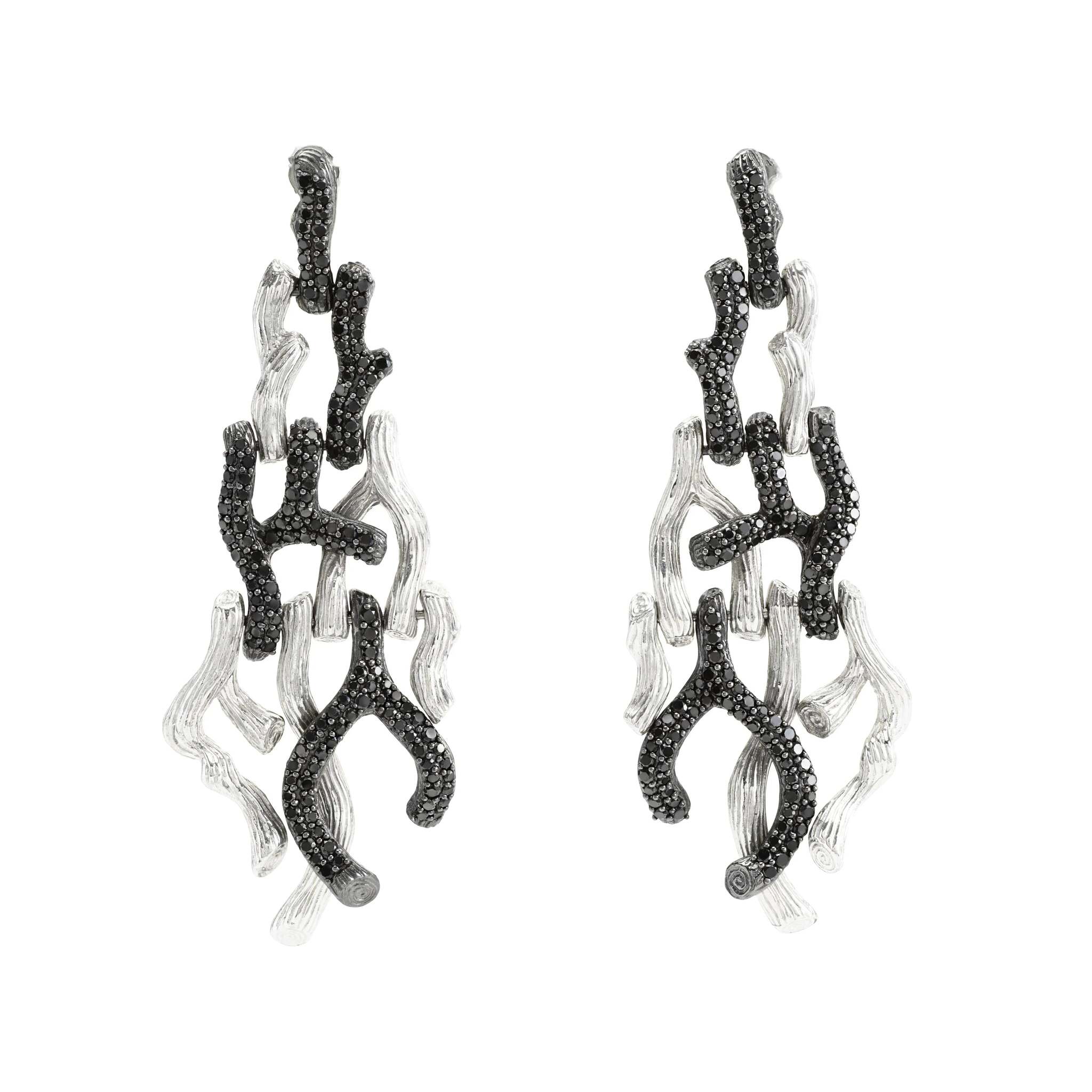 Michael Aram Branch Coral Chandelier Earrings with Diamonds - Silver