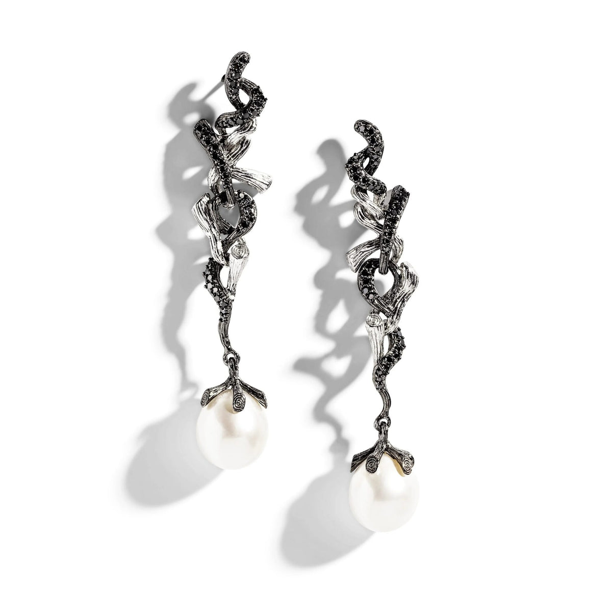 Michael Aram Branch Coral Earrings with Pearls and Diamonds, alternate view