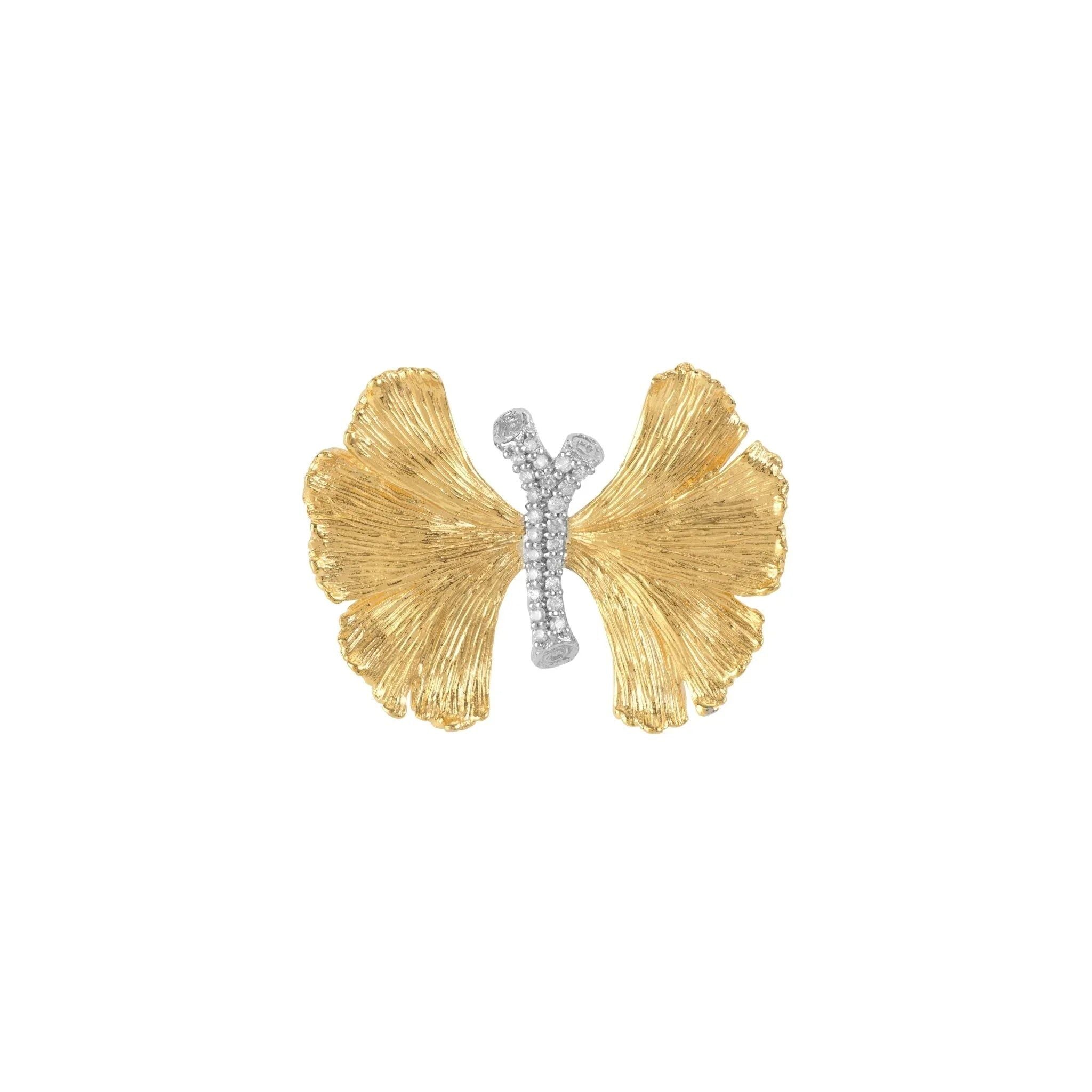 Michael Aram Butterfly Ginkgo 28mm Brooch with Diamonds Women's Fine Brooches & Pin