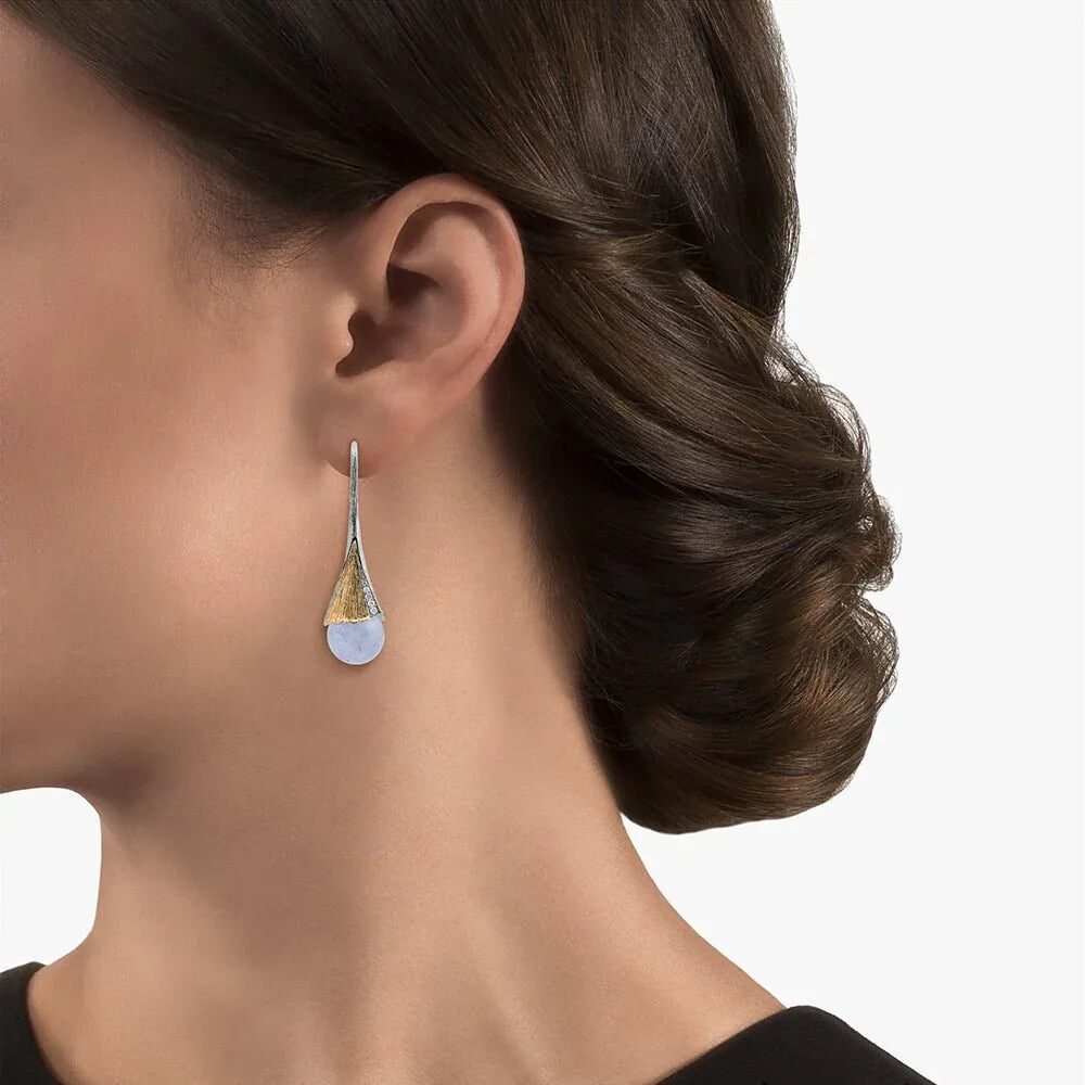 Michael Aram Butterfly Ginkgo Earrings with Chalcedony and Diamonds, alternate view