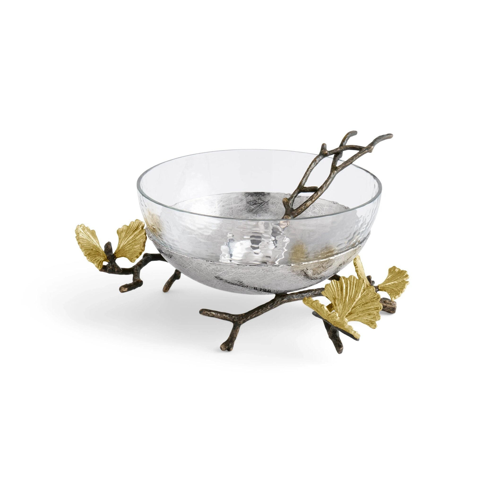 Michael Aram Butterfly Ginkgo Glass Nut Dish with Spoon Nut Bowl