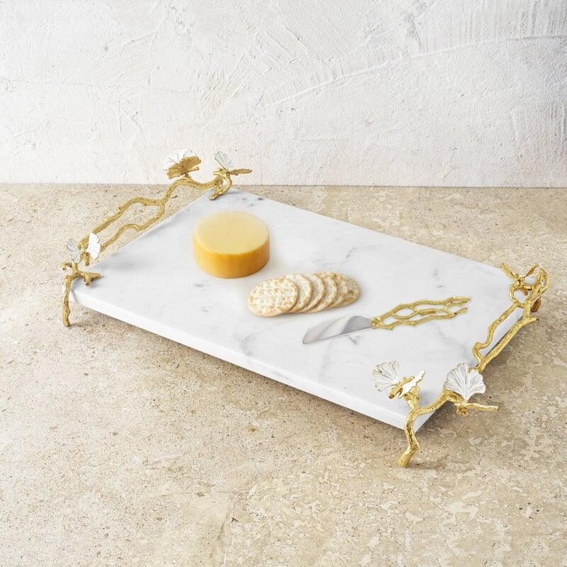 Michael Aram Butterfly Ginkgo Gold Cheese Board with Spreader Cheese Plate, alternate view