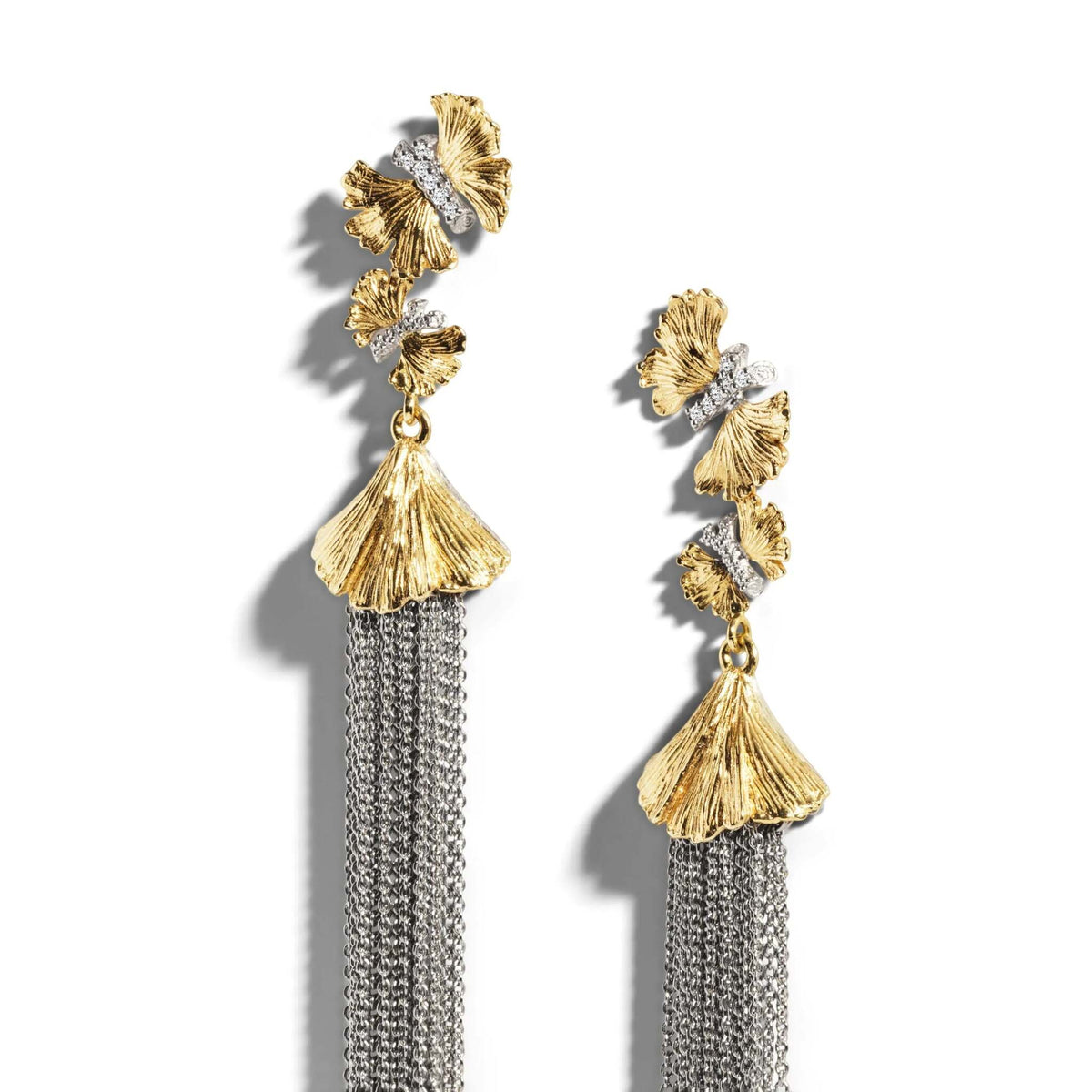 Michael Aram Butterfly Ginkgo Tassel Earrings with Diamonds, alternate view
