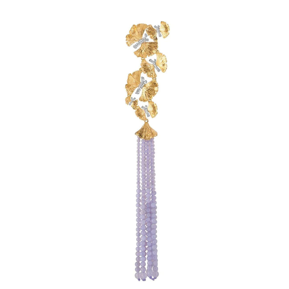 Michael Aram Butterfly Ginkgo Tassel Necklace with Chalcedony and Diamonds, alternate view