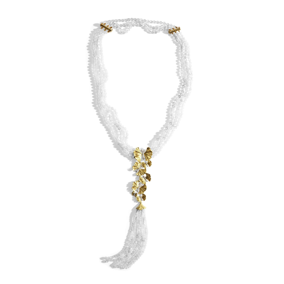 Michael Aram Butterfly Ginkgo Tassel Necklace with Moonstone and Diamonds, alternate view