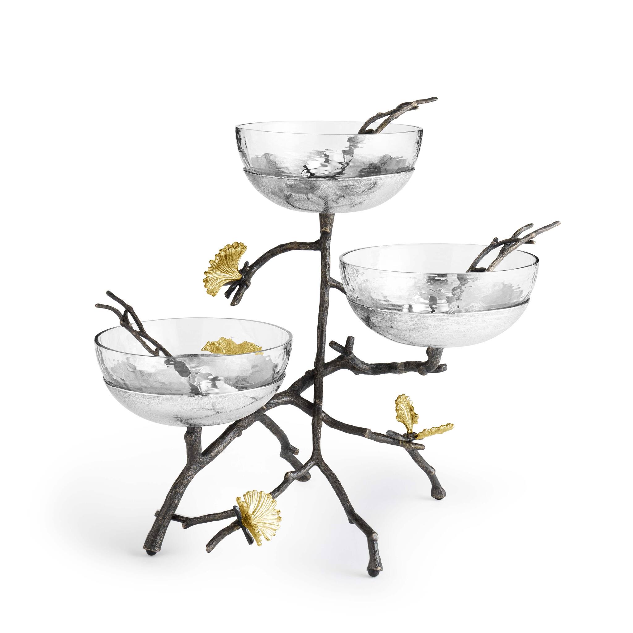 Michael Aram Butterfly Ginkgo Triple Bowl Set with Spoons