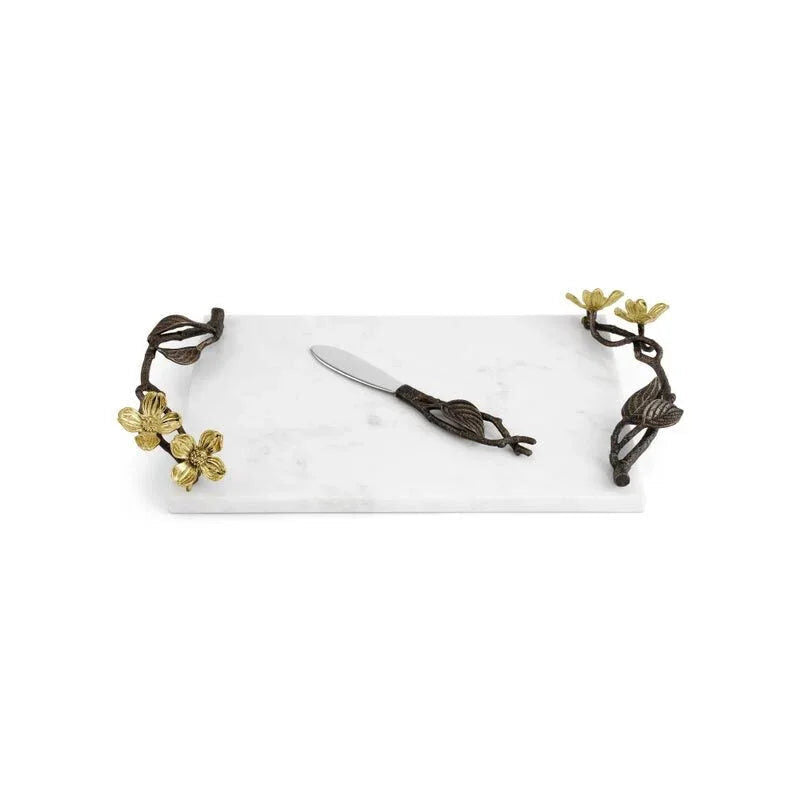 Michael Aram Dogwood Small Cheeseboard and Knife Cheese Plate