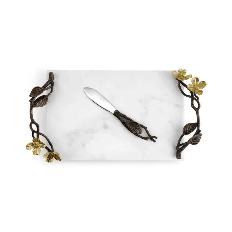 Michael Aram Dogwood Small Cheeseboard and Knife Cheese Plate, alternate view