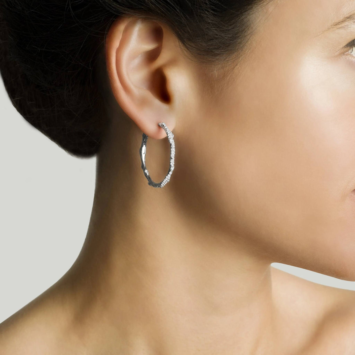 Michael Aram Enchanted Forest Hoop Earrings with Diamonds, alternate view