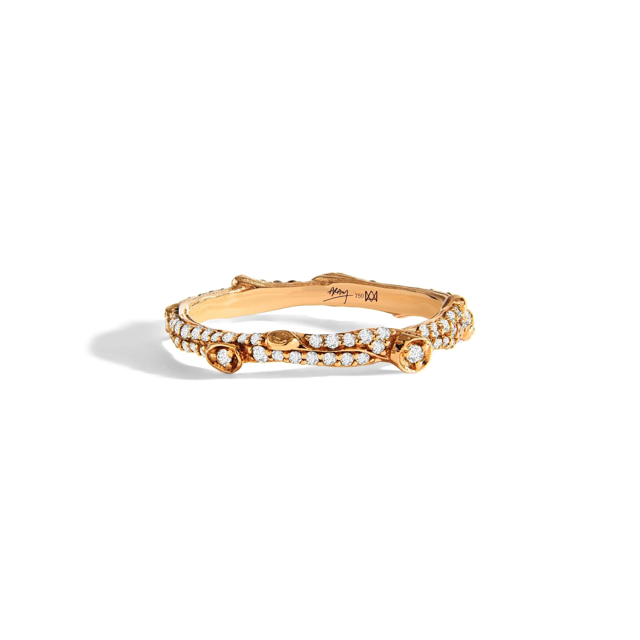 Michael Aram Enchanted Forest Pave Stack Ring with Diamonds - Rose Gold β 7