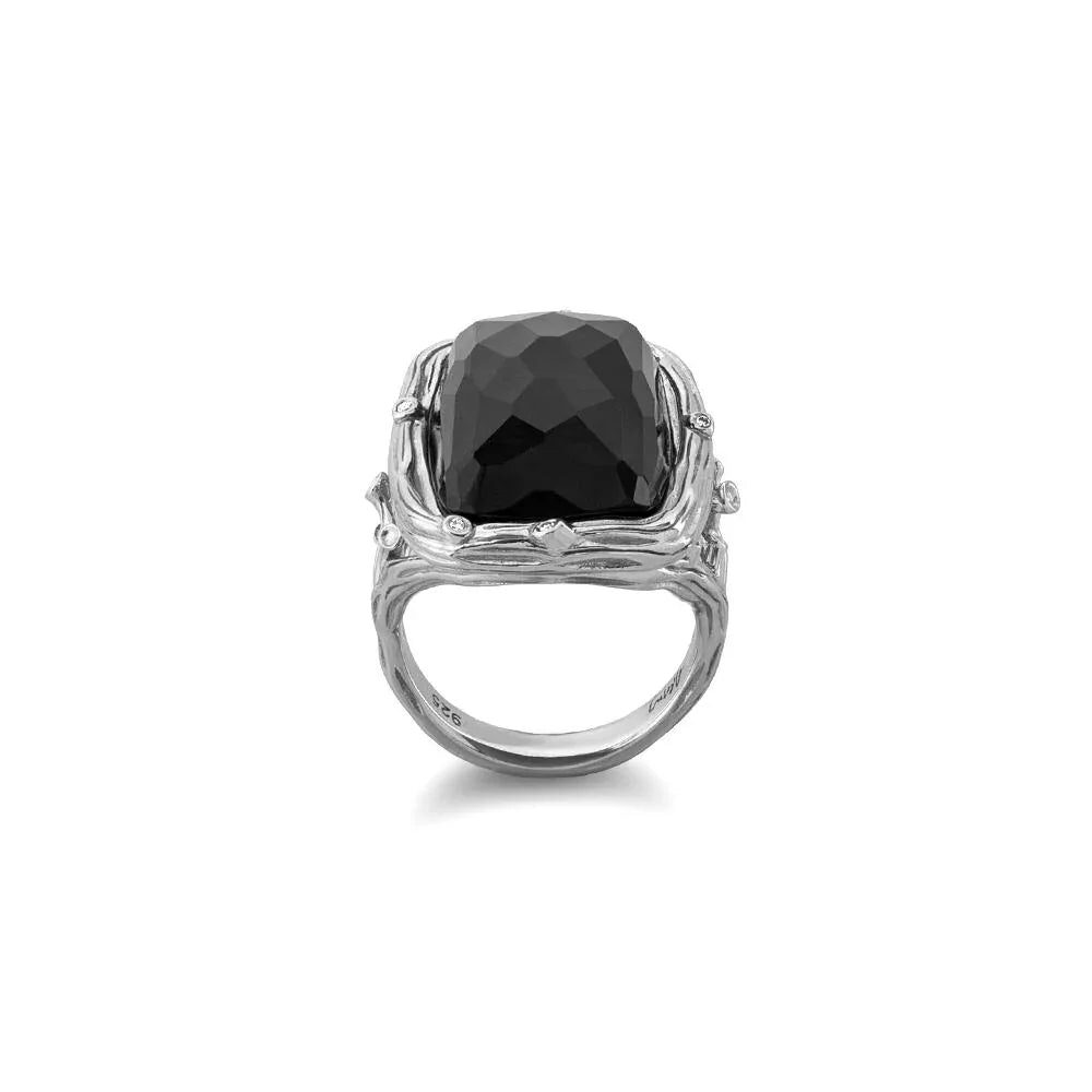 Michael Aram Enchanted Forest Ring with Hematite Doublet and Diamonds, alternate view
