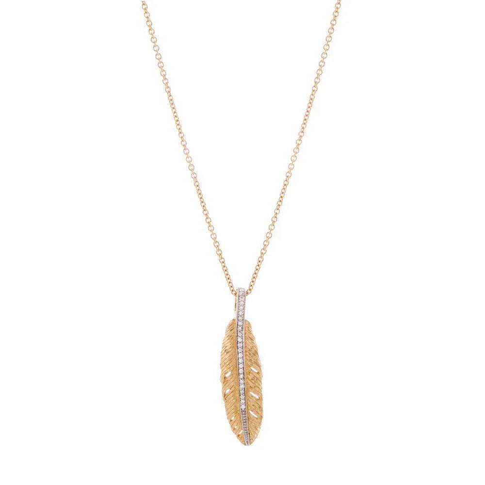 Michael Aram Feather 37mm Pendant Necklace with Diamonds