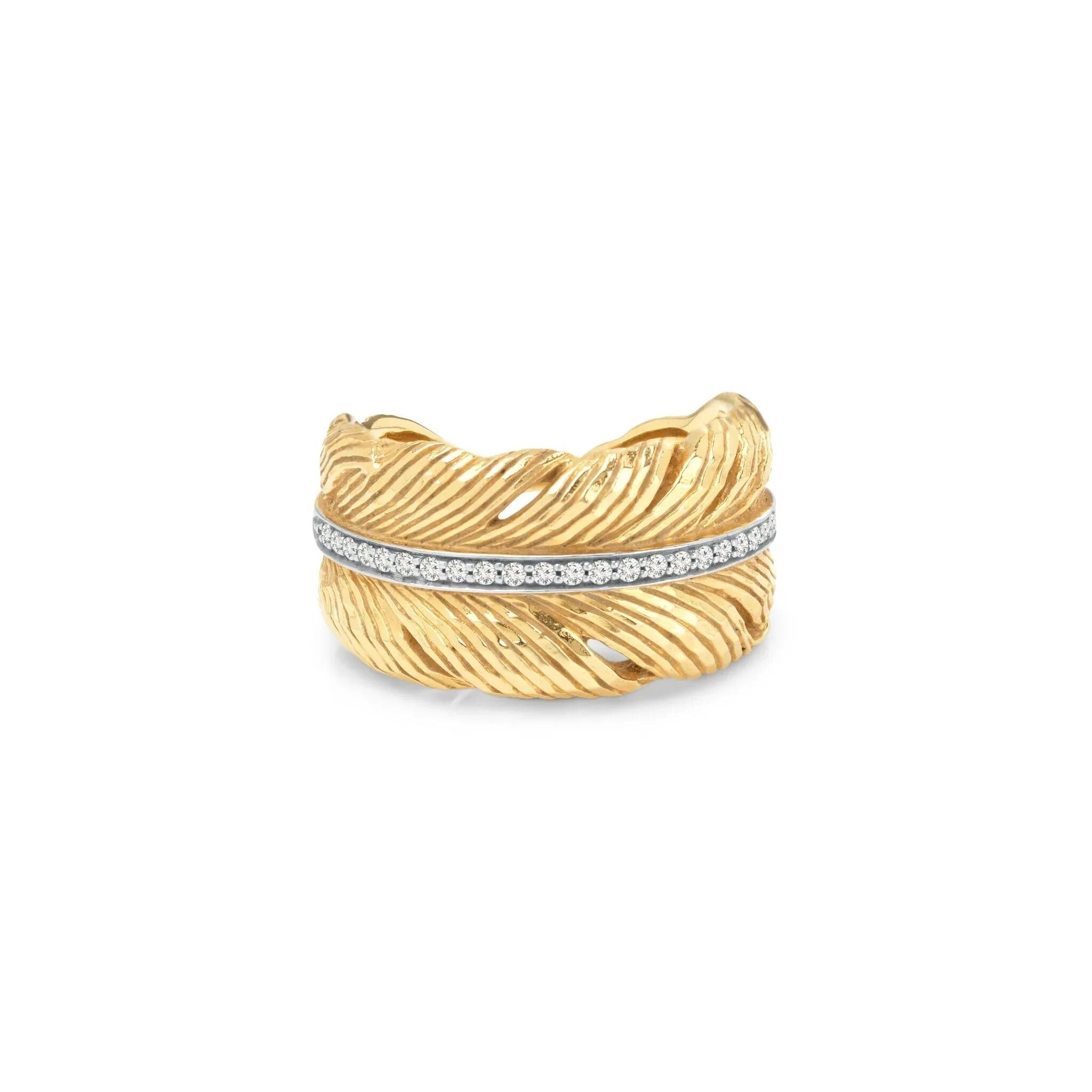 Michael Aram Feather Cuff Ring with Diamonds Women's Fine Cuff Bracelet β 7