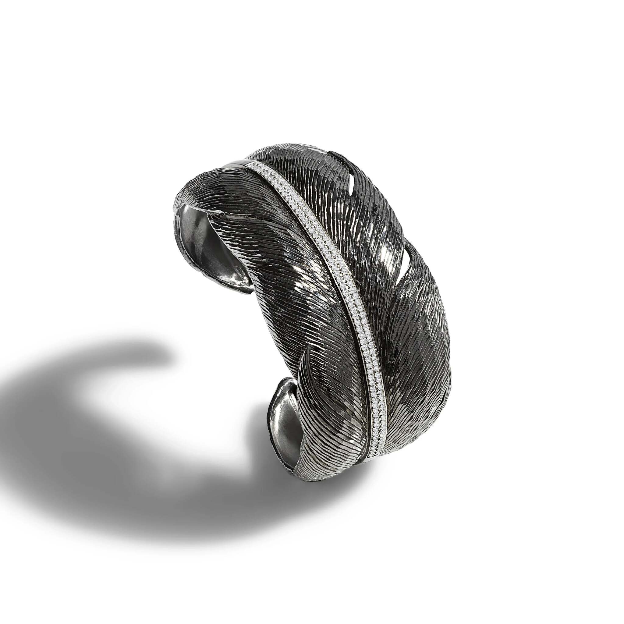 Michael Aram Feather Cuff with Diamonds - Black Rhodium Women's Fine Cuff Bracelet