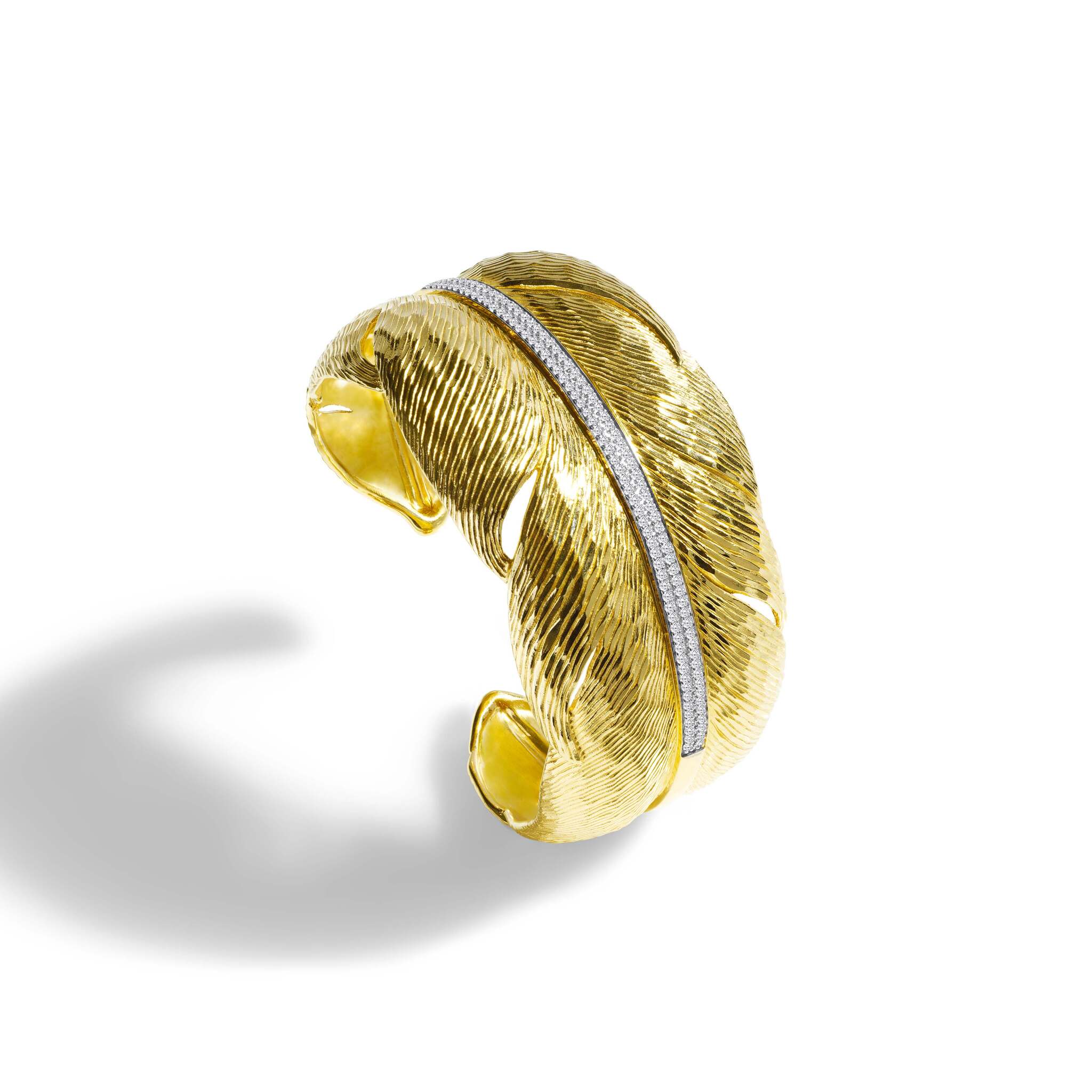 Michael Aram Feather Cuff with Diamonds - Gold Women's Fine Cuff Bracelet