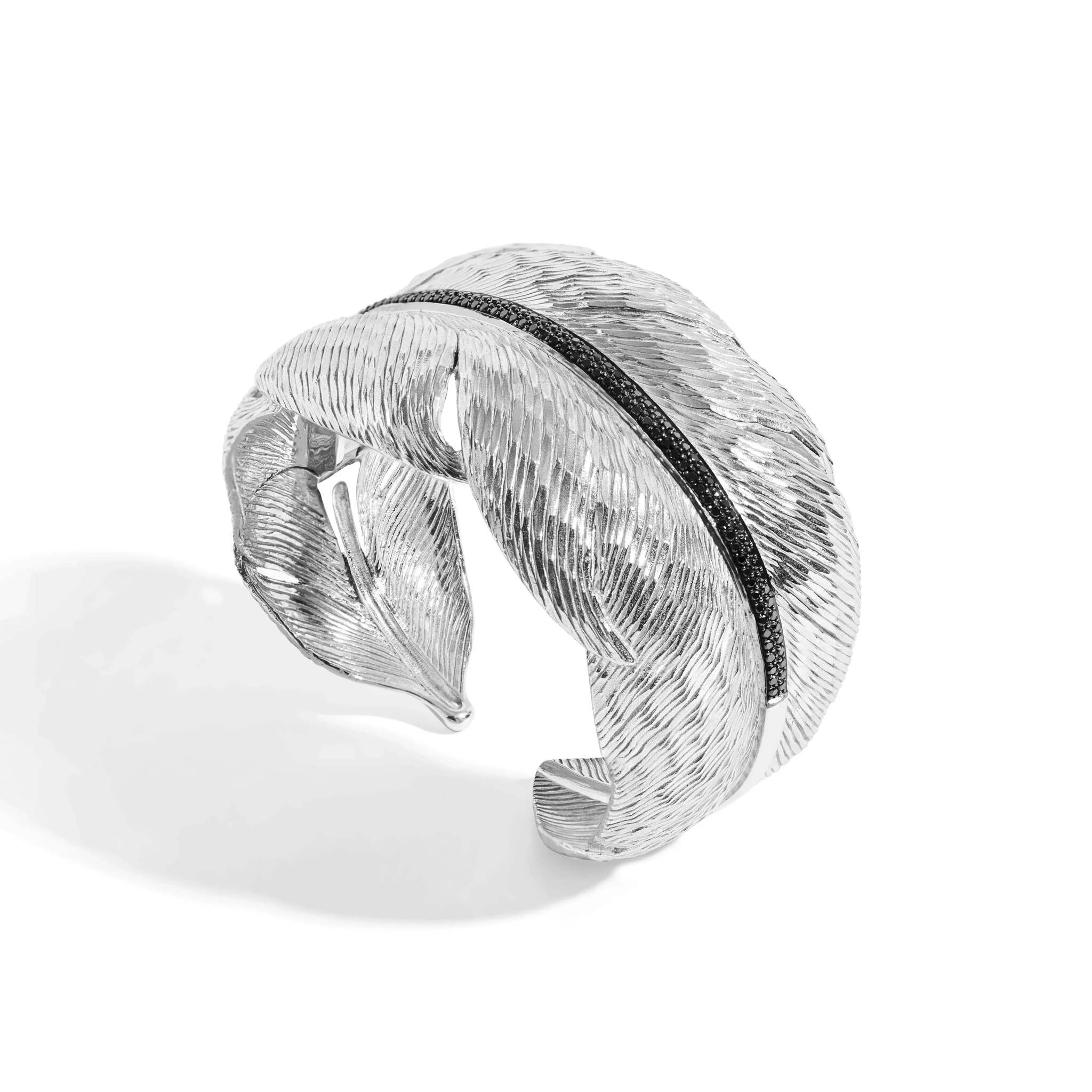 Michael Aram Feather Cuff with Diamonds - Silver Women's Fine Cuff Bracelet