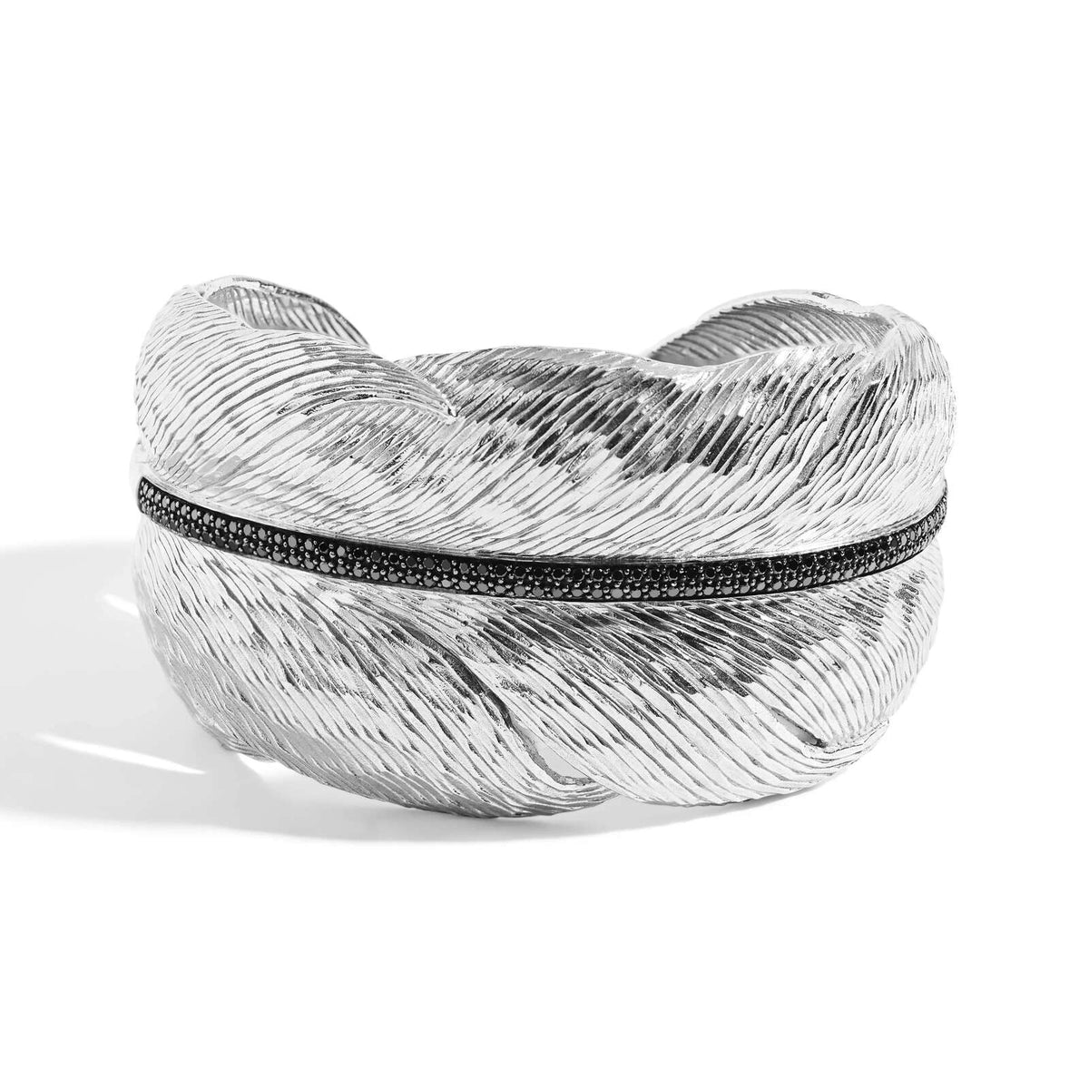 Michael Aram Feather Cuff with Diamonds - Silver Women's Fine Cuff Bracelet, alternate view