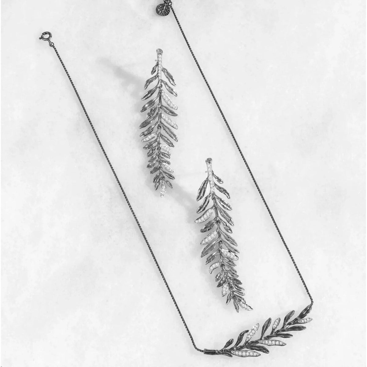 Michael Aram Laurel Leaf Necklace with Diamonds, alternate view