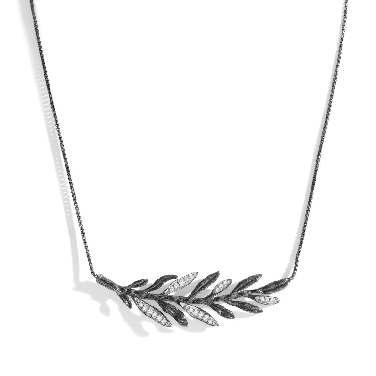 Michael Aram Laurel Leaf Necklace with Diamonds, alternate view