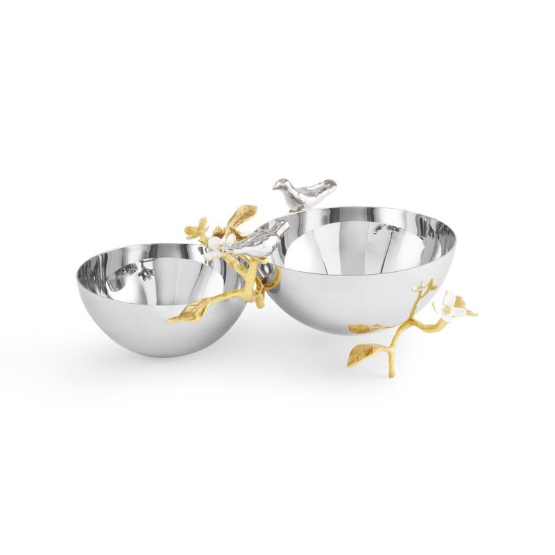 Michael Aram Lovebirds Silver & Gold Double Dish, view 2