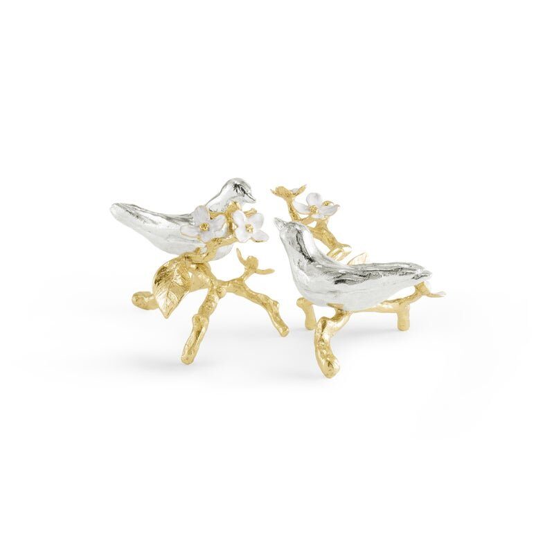 Michael Aram Lovebirds Silver & Gold Pair Decorative Objects, Set of 2