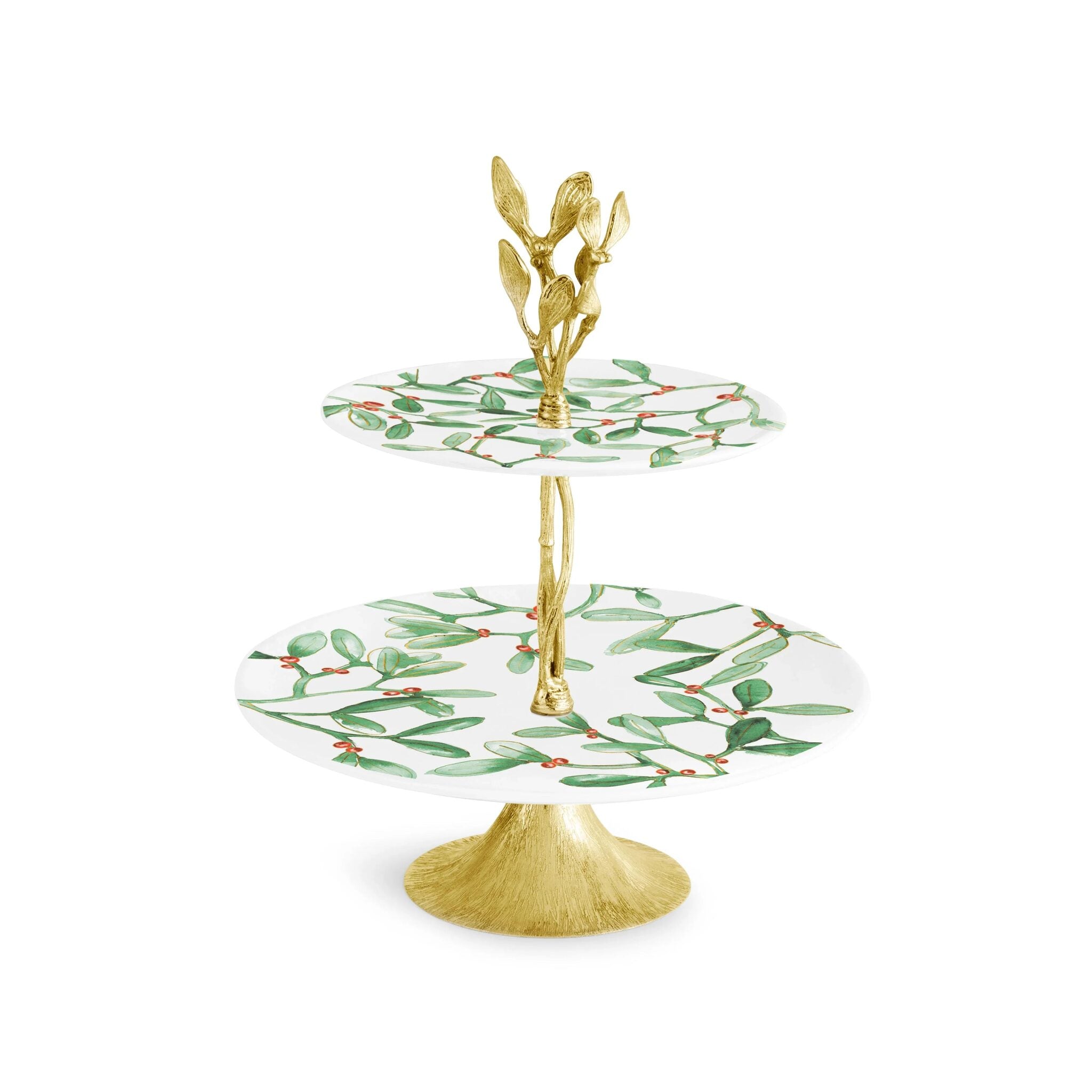 Michael Aram Mistletoe 2-Tier Porcelain Etagere Cake Stand
