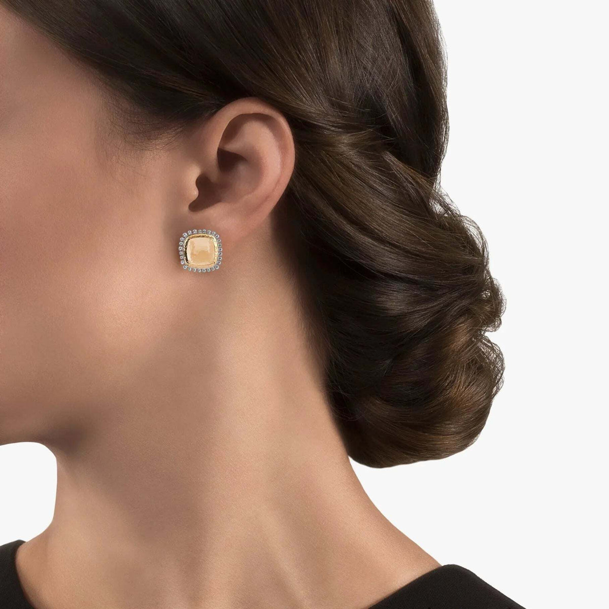 Michael Aram Molten 12mm Cushion Earrings W/ Gold Doublet in 18K Yellow Gold & Sterling Silver