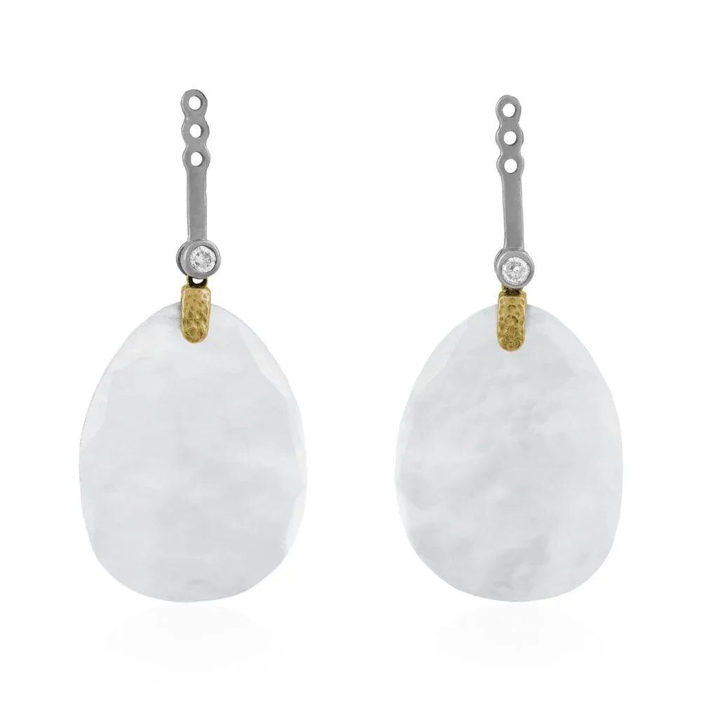 Michael Aram Molten Detachable Earring Drops W/ Crystal & Diamonds in 18K Yellow Gold & Sterling Silver