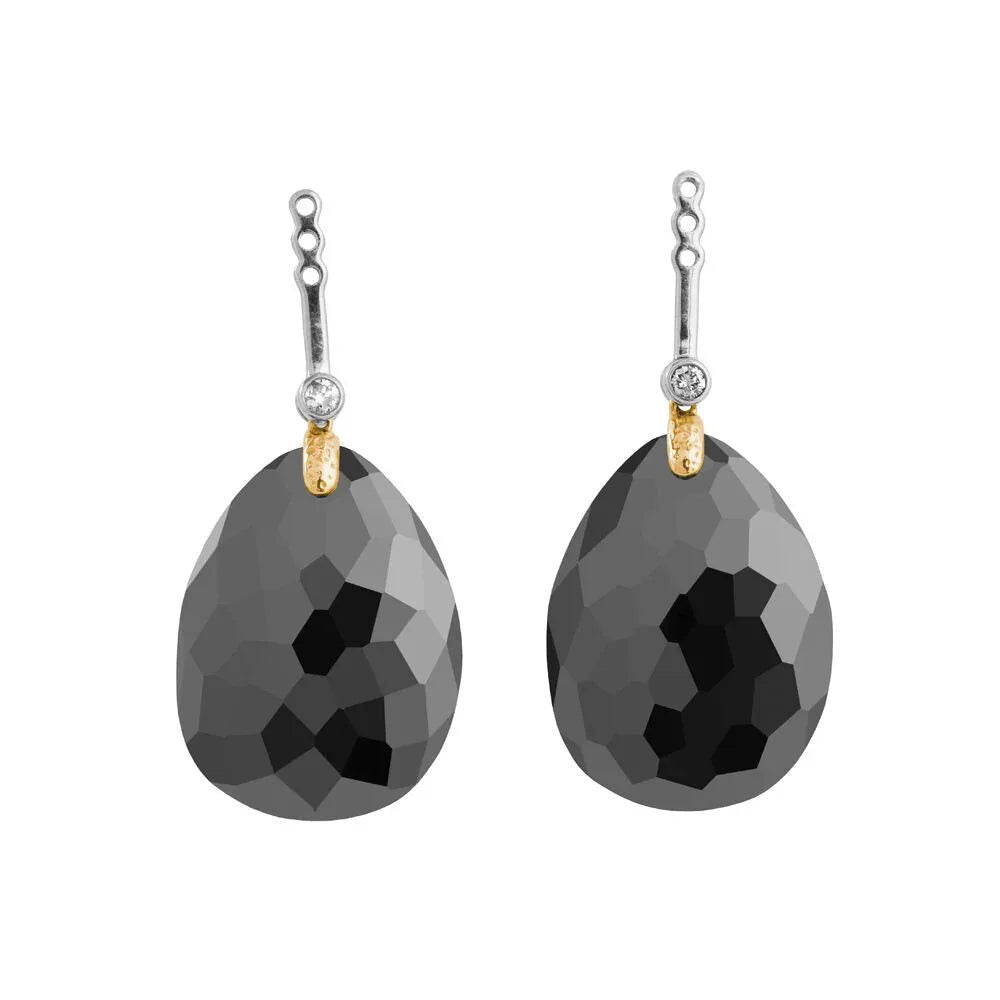 Michael Aram Molten Detachable Earring Drops W/ Hematite & Diamonds in 18K Yellow Gold & Sterling Silver