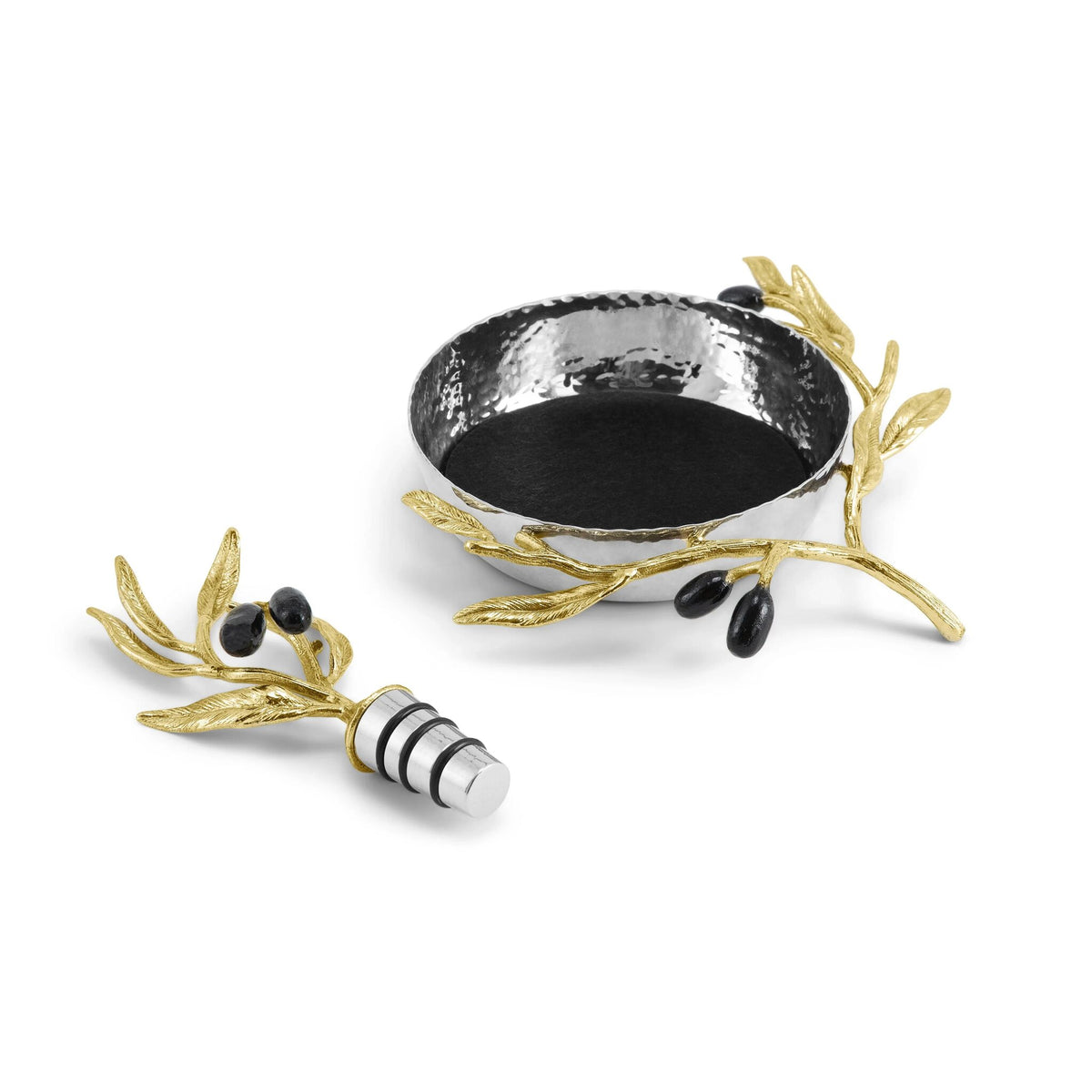 Michael Aram Olive Branch Wine Coaster & Stopper Set Bottle Stoppers & Saver, alternate view