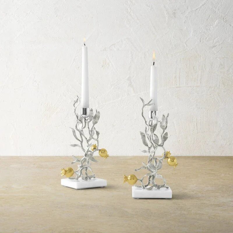 Michael Aram Pomegranate Silver & Gold Candleholders S/2, alternate view