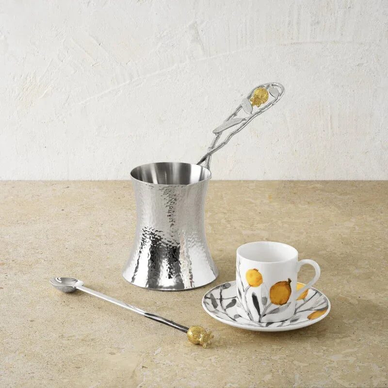 Michael Aram Pomegranate Silver & Gold Coffee Pot W/ Spoon Coffeepot, alternate view
