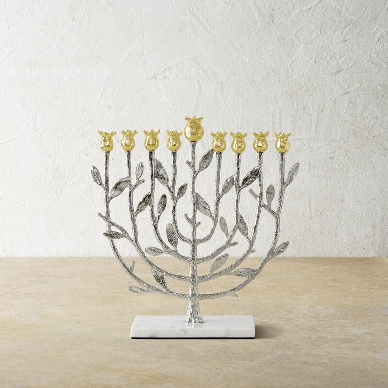 Michael Aram Pomegranate Silver & Gold Menorah Candelabra, alternate view