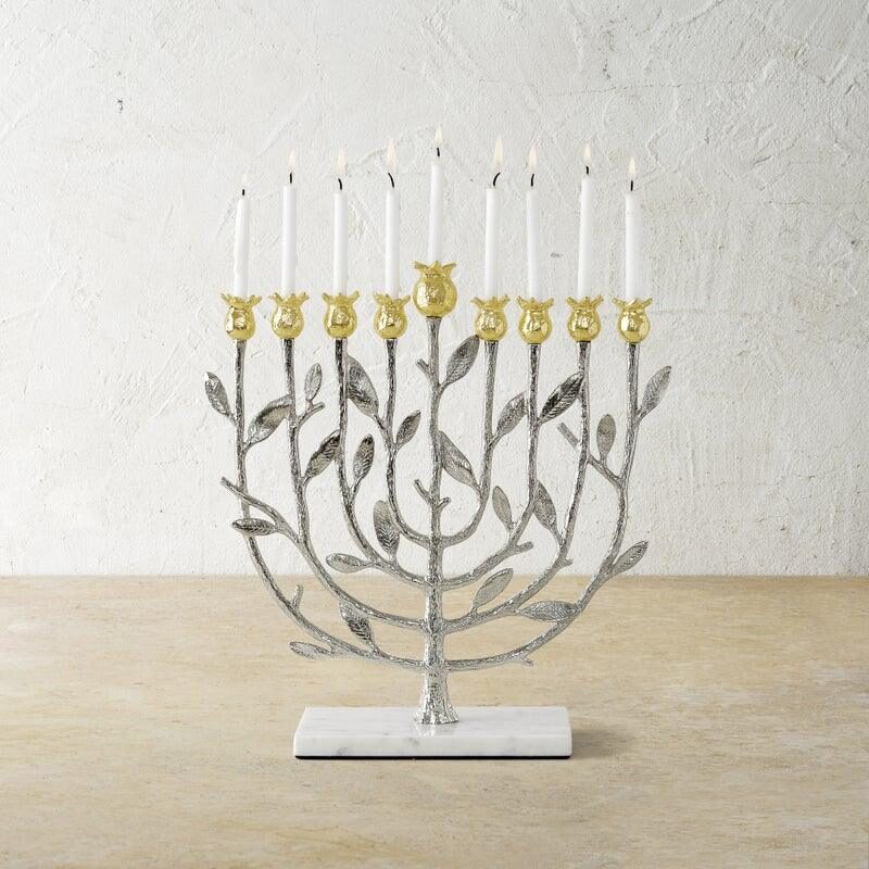 Michael Aram Pomegranate Silver & Gold Menorah Candelabra, alternate view