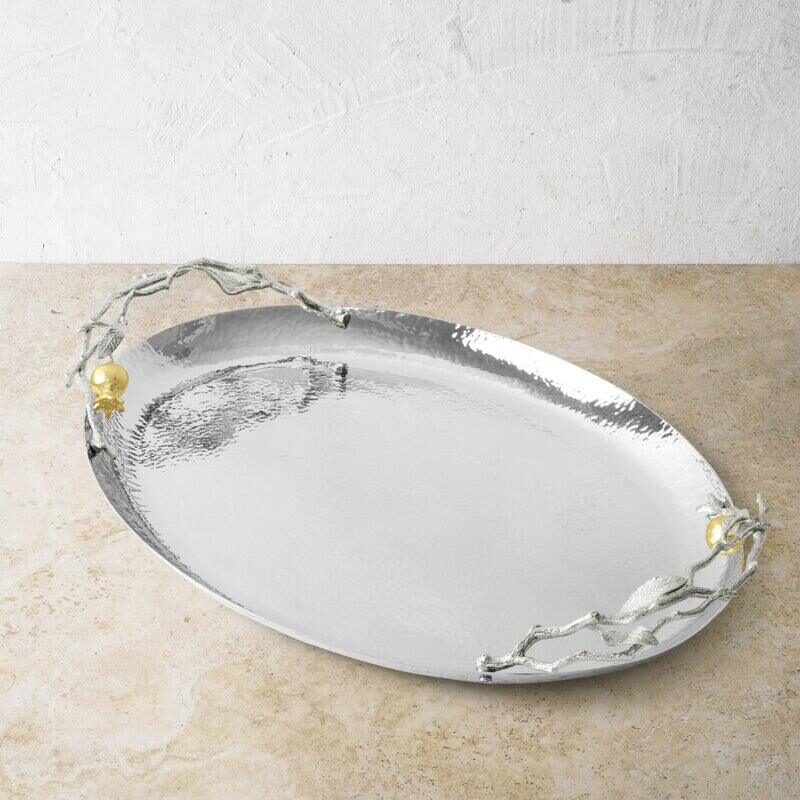 Michael Aram Pomegranate Silver & Gold Oval Tray, alternate view