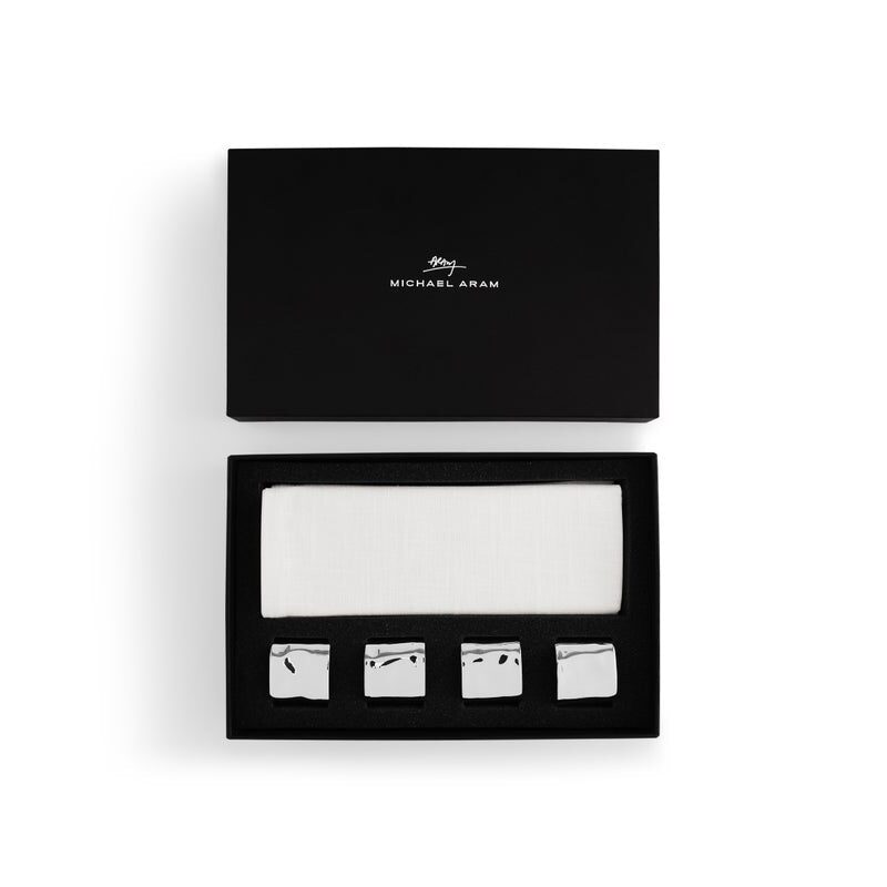 Michael Aram Reflective Gift Set - Napkin Rings and Napkins S/4, alternate view