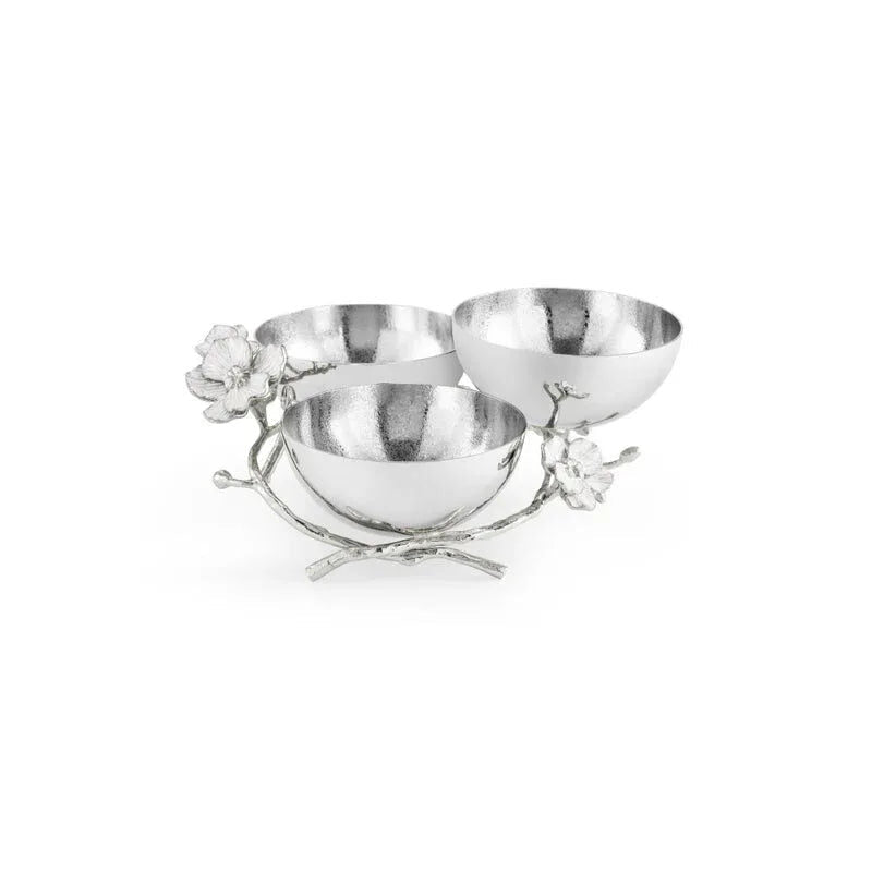 Michael Aram Silver Orchid Triple Bowl, view 3