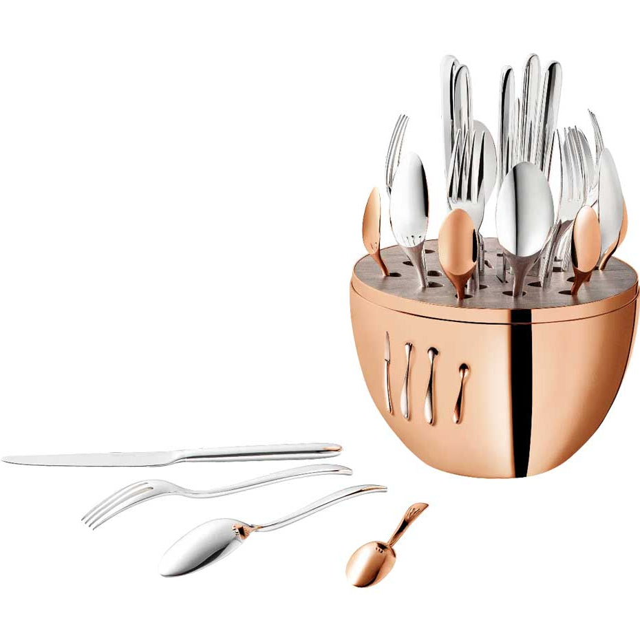 christofle mood precious rose gold 24 piece flatware set with chest